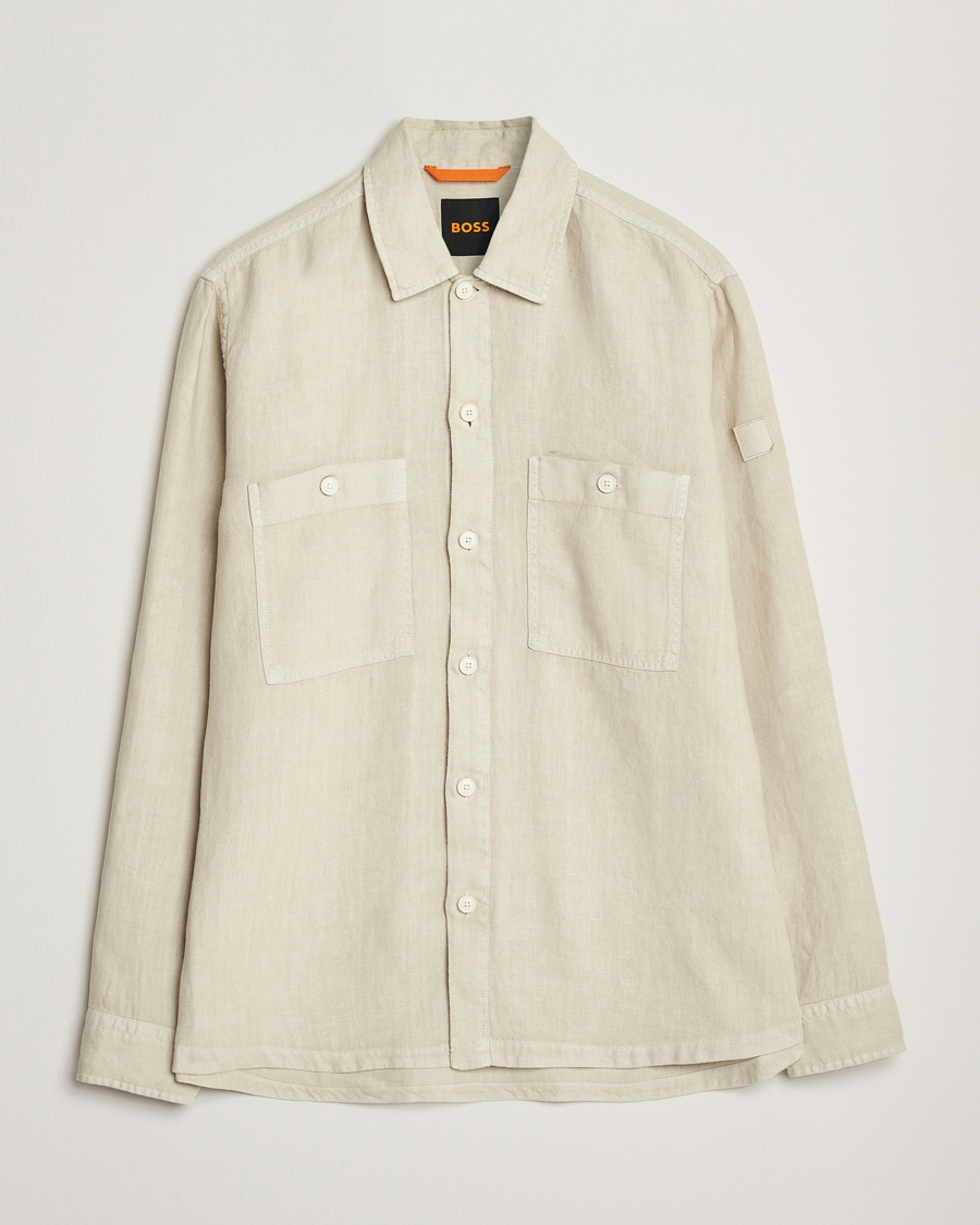 BOSS ORANGE Locky Linen Overshirt Light Beige