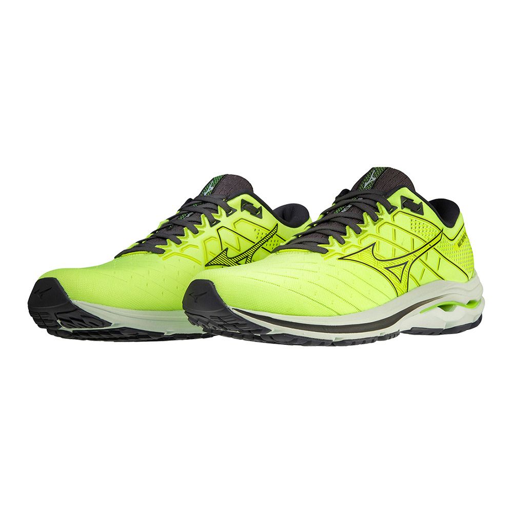 Mizuno WAVE INSPIRE 18 - Chaussures running Homme neolime/mistyblue/ebony