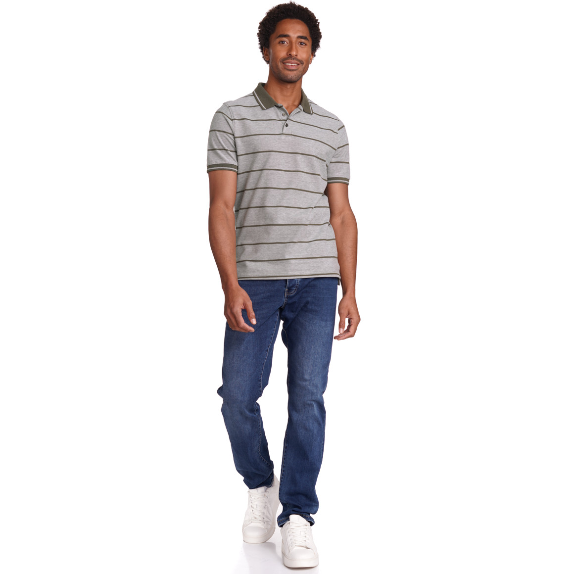 VanVaan Herren Poloshirt mit Streifen dunkeloliv