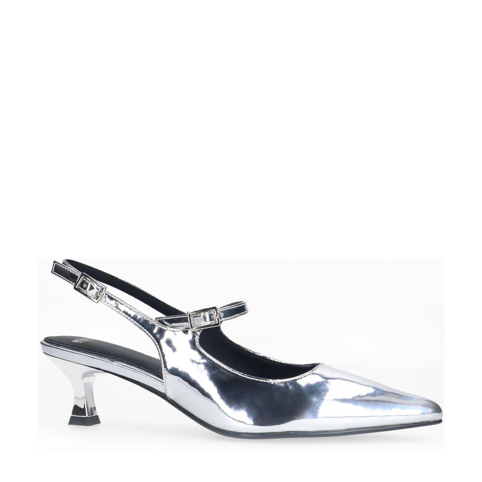 Manfield lakleren slingback pumps zilver