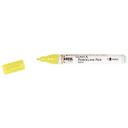 KREUL Glass & Porcelain Pen, Strichstärke 2 - 4 mm, neon gelb