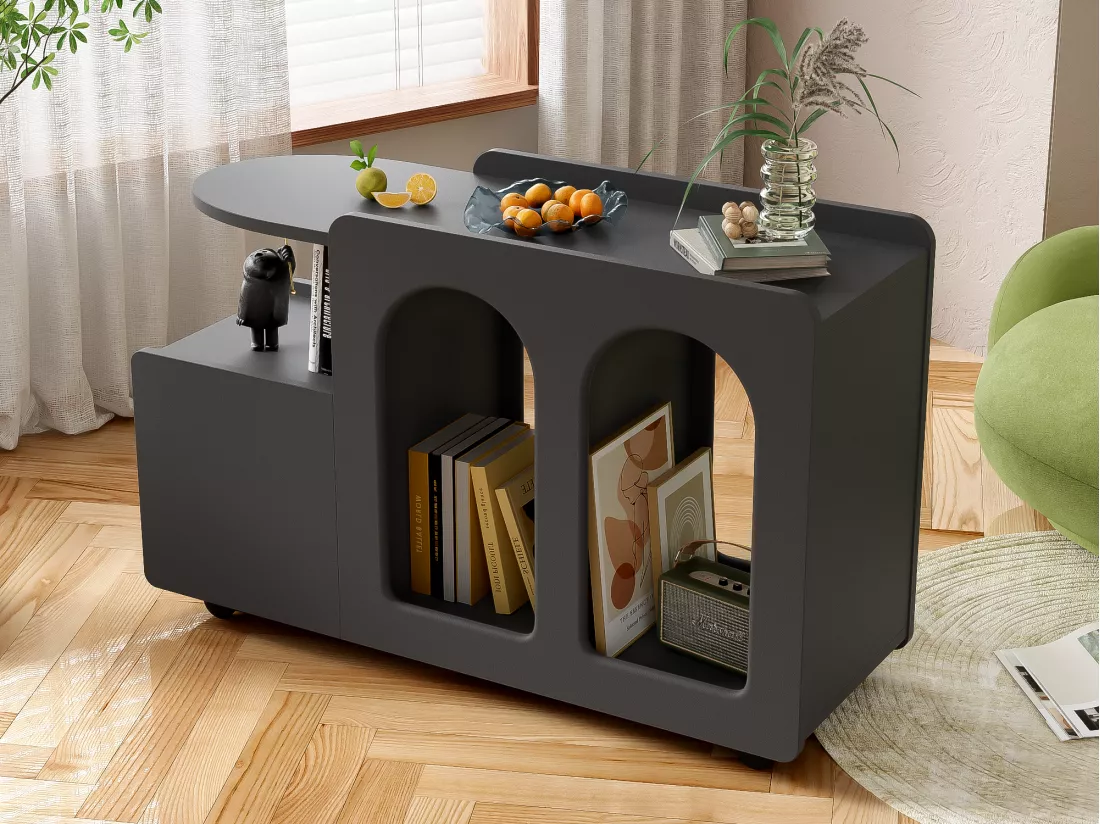 Buffet à roulettes - avec rangement multifonctionnel - designunique - Noir