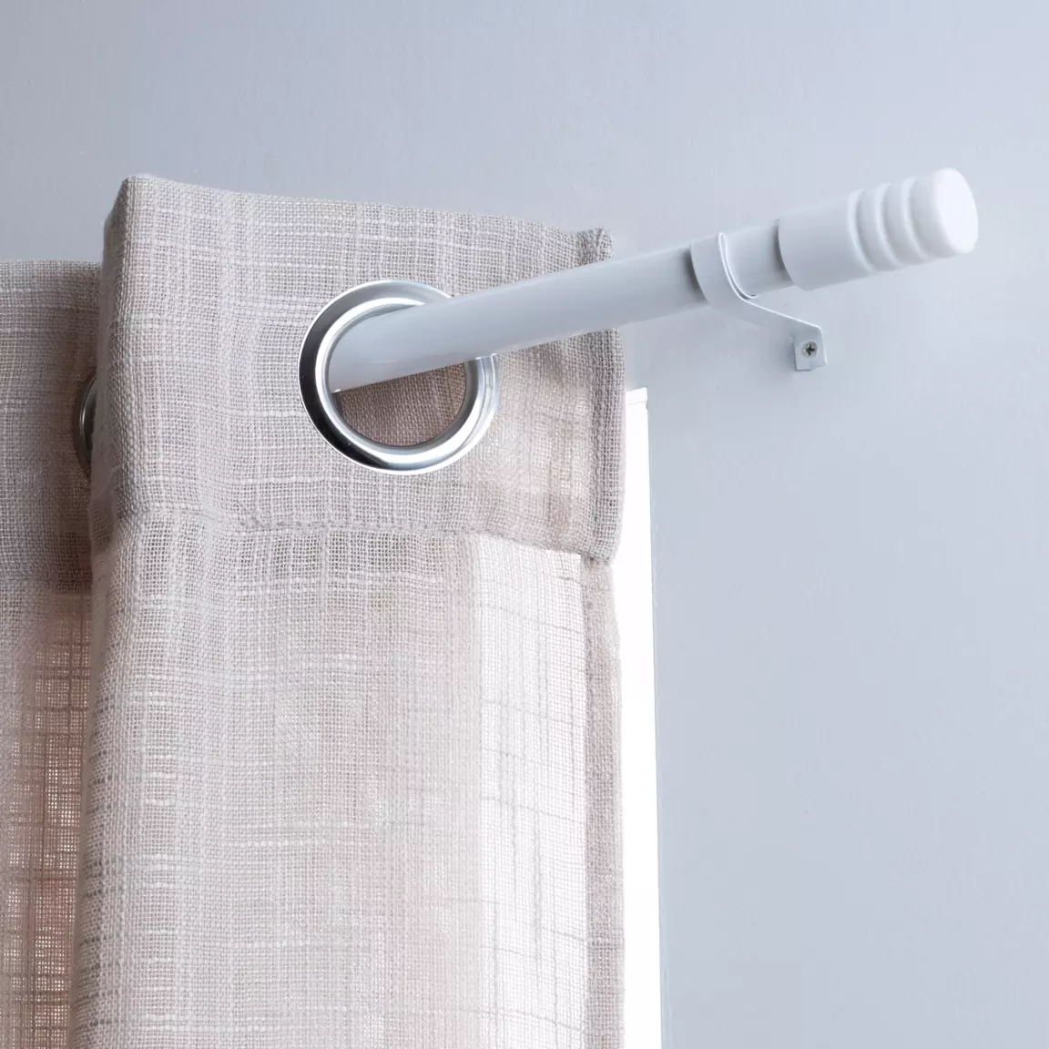 Kit de tringle extensible (135 à 225 cm) Cylindre strié Blanc