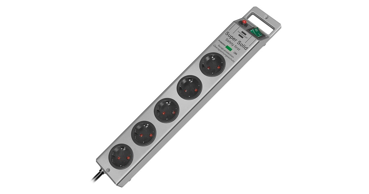 BrennenstuhlSuper-Solid 13500A +surge protection 5x stekkerdoos  (Zilver, 1153340315, voor 5 stekkers)