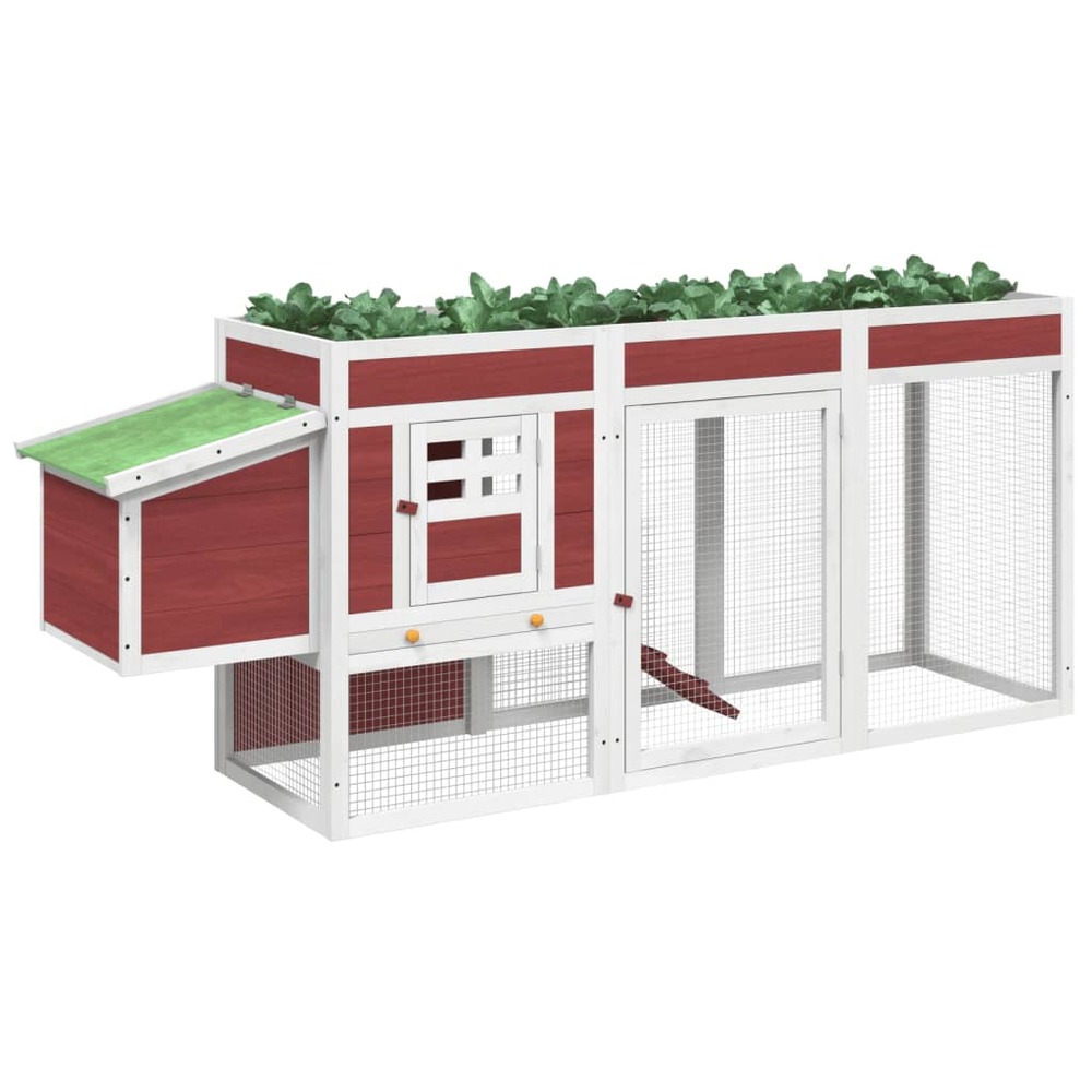 Poulailler moka 204x50x84 cm bois massif de pin