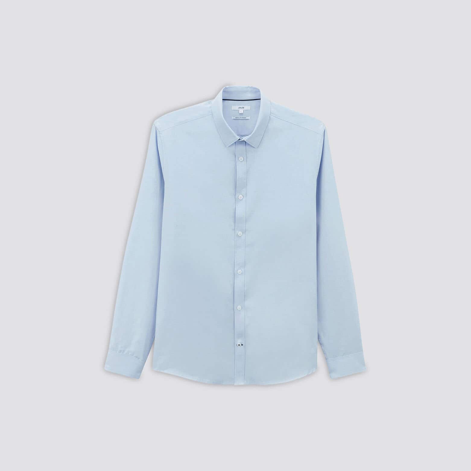 Chemise extra-slim repassage facile unie coton Bleu clair