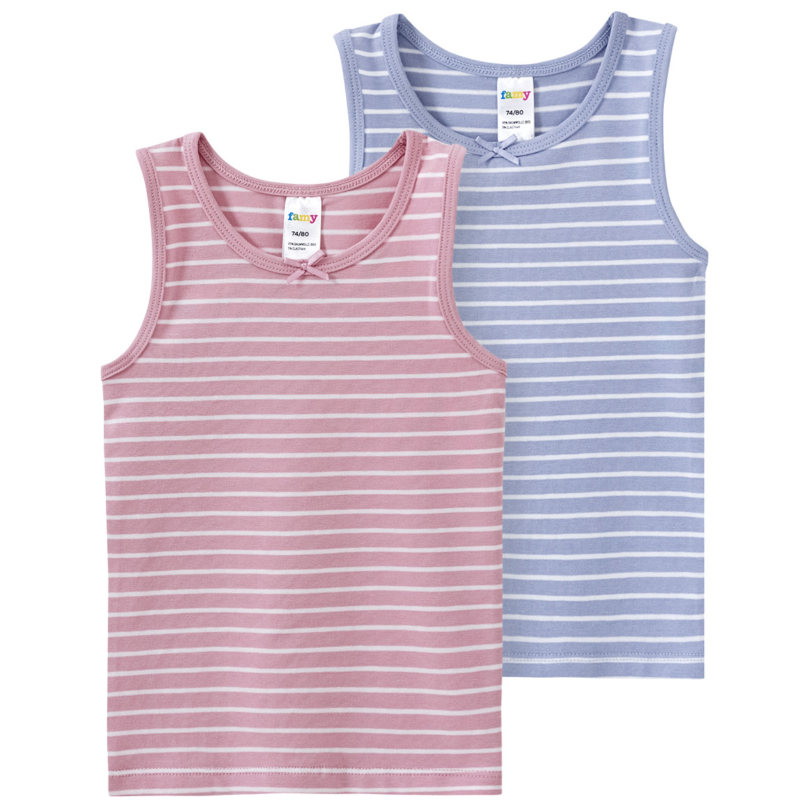 Famy 2 Baby Unterhemden hellblau / rosa