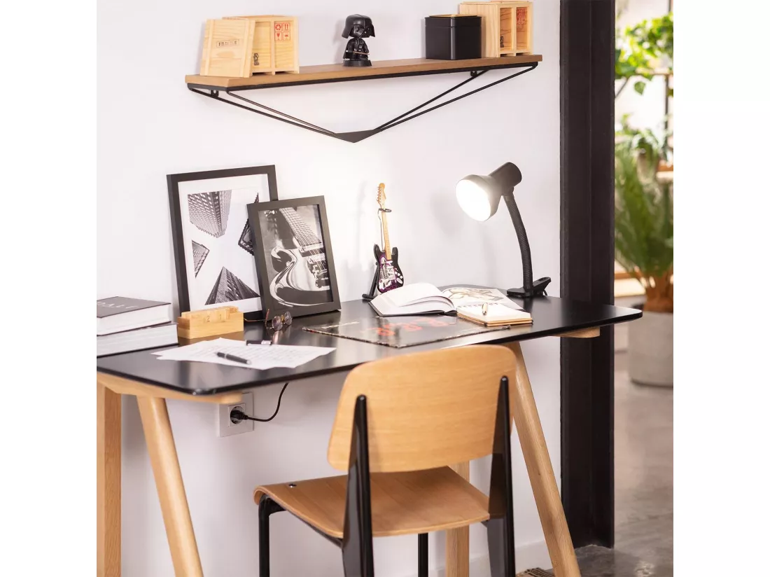 Lampe de Bureau Flex Métal Eret avec Pince Noir