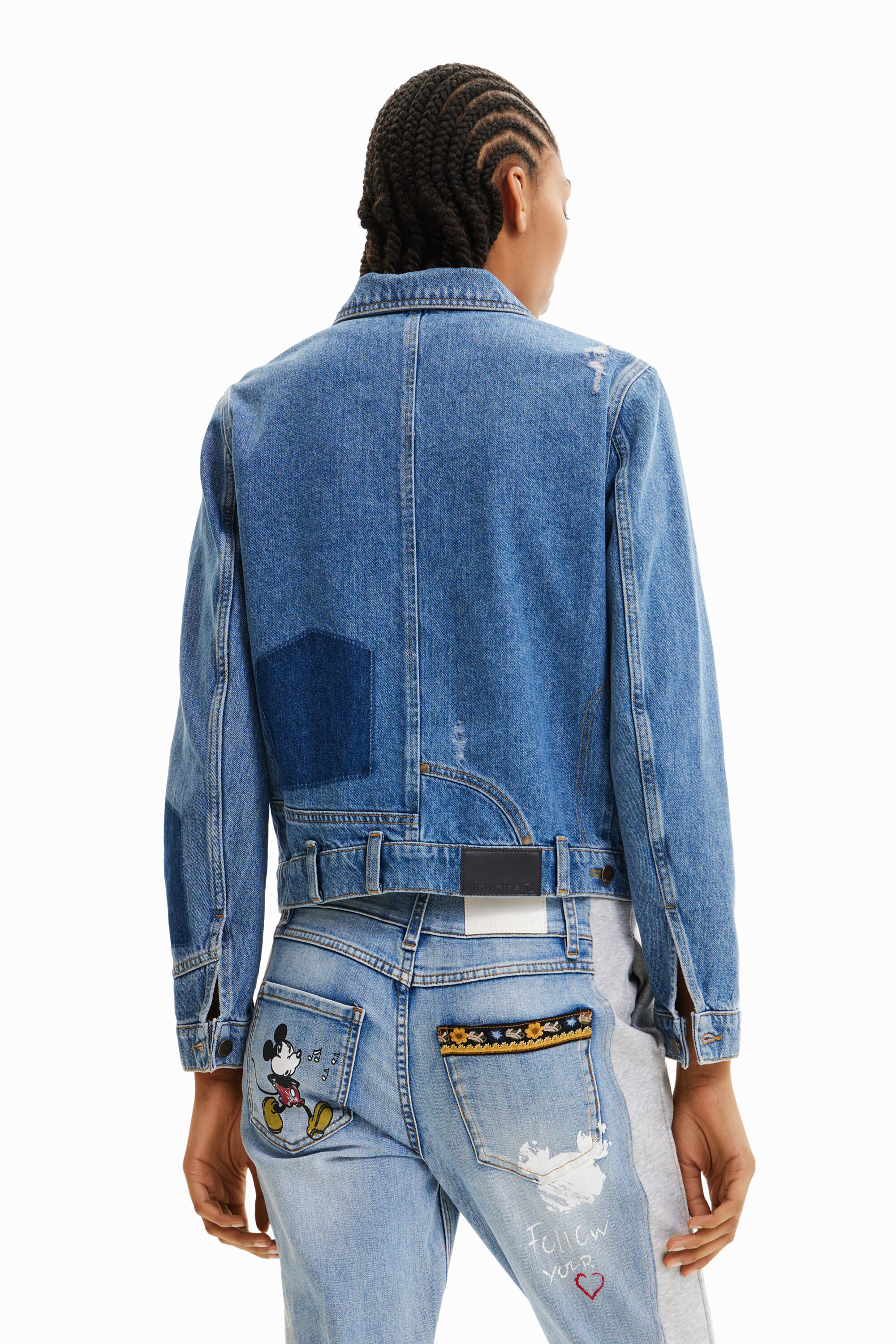 Veste en jean patchwork
