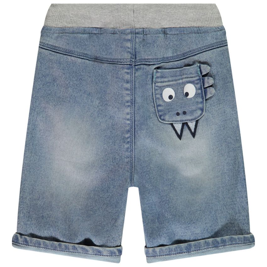 Bermuda effet jean dinosaure pour bébé garçon - Bleu
