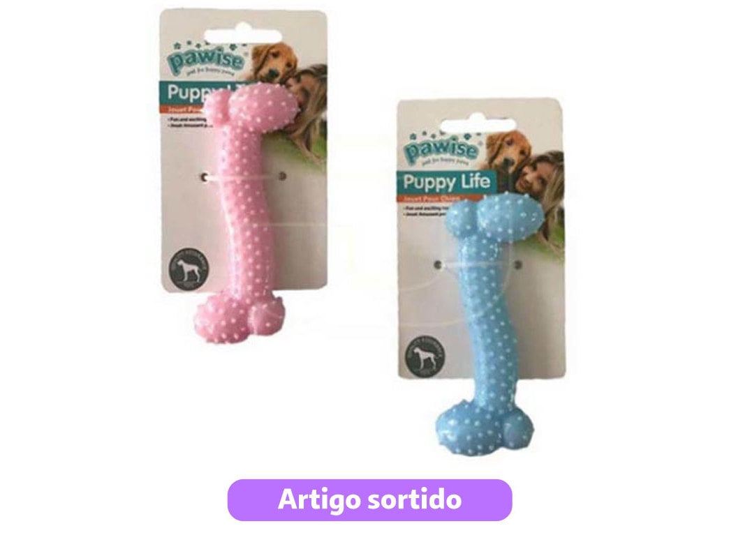 BRINQUEDO CÃO PAWISE PUPPY LIFE OSSO DENTAL CORES SORTIDAS