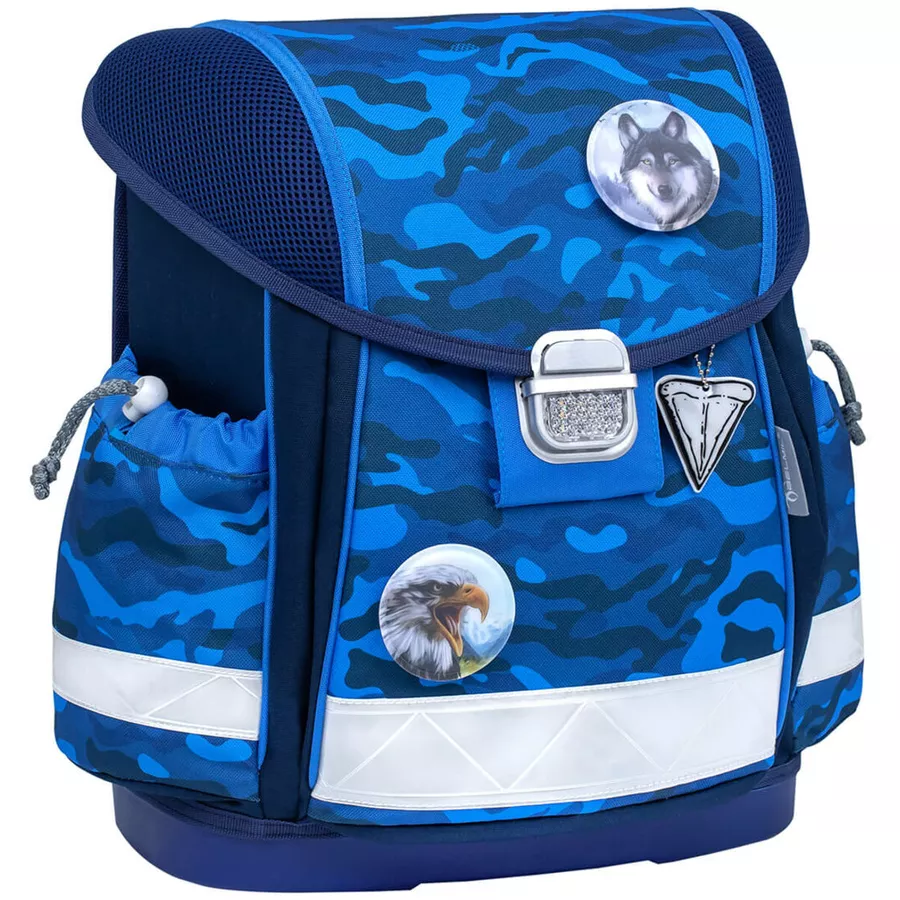 Belmil Schulranzen Classy Schulranzen Set 6-teilig mit Brustgurt Blue Camouflage