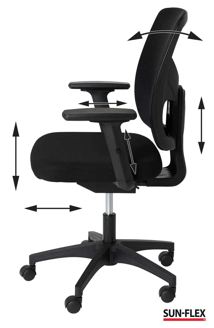 Kontorstol SUN-FLEX®OFFICECHAIR MESH, sort