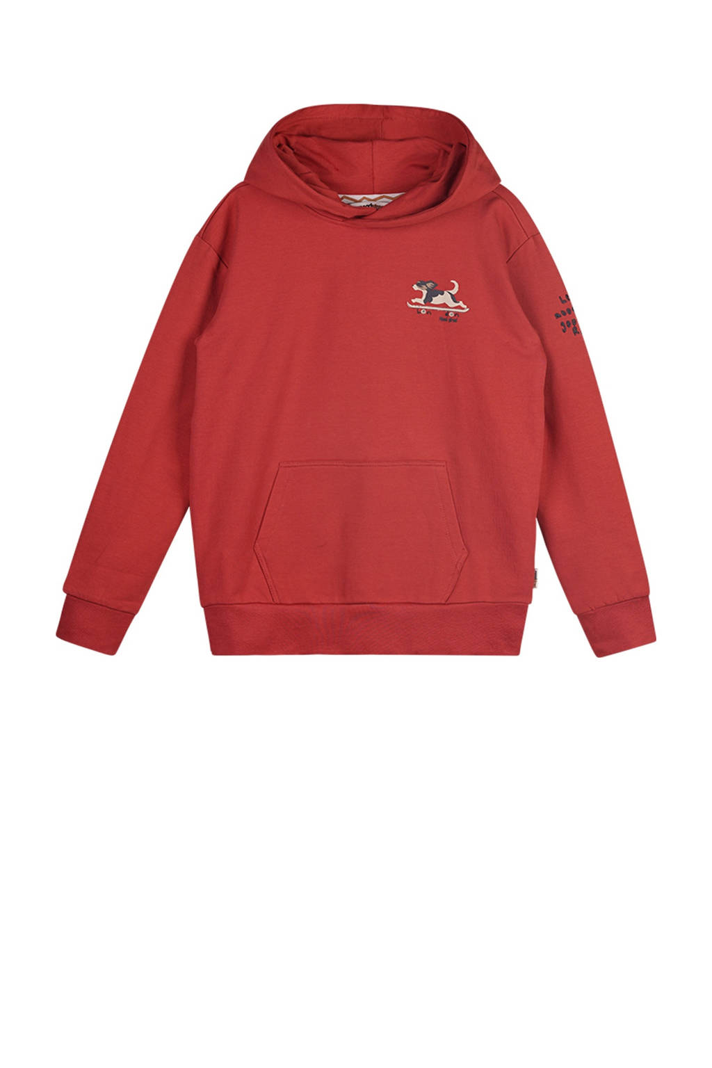 Moodstreet hoodie Sem met printopdruk warmrood