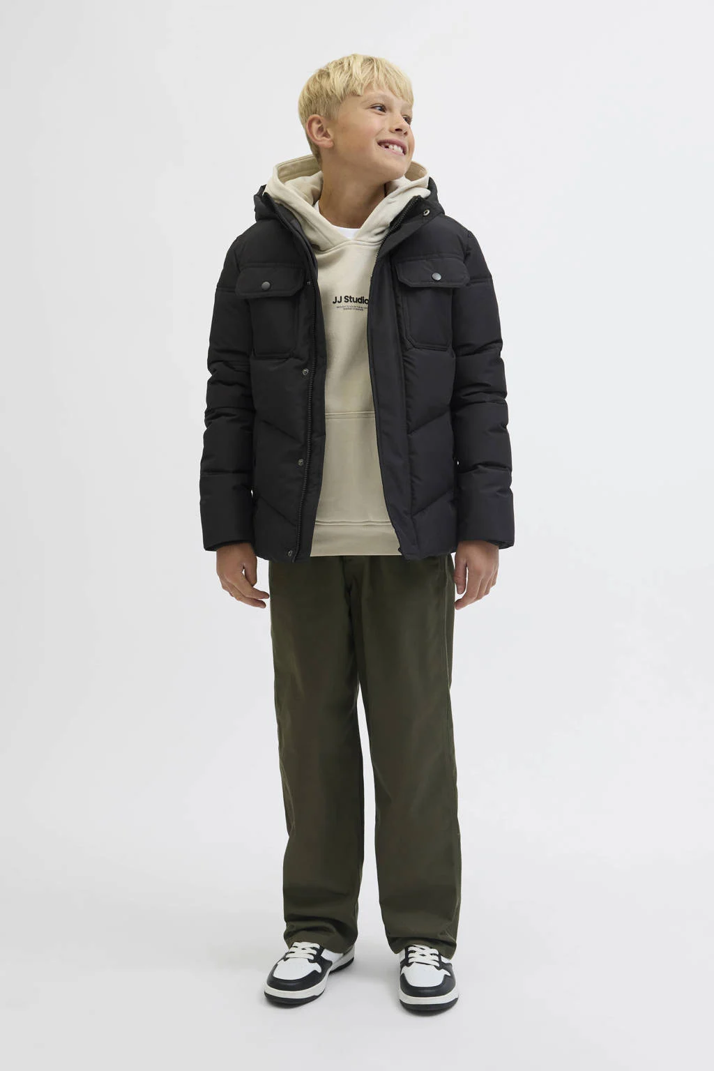 JACK & JONES JUNIOR gewatteerde jas zwart