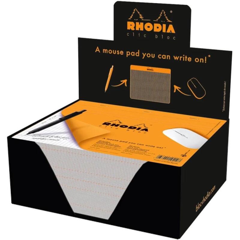 Tapis de souris Rhodia 19 x 23 cm 30 feuilles petits carreaux 5/5 en présentoir de 30 pièces - Orange