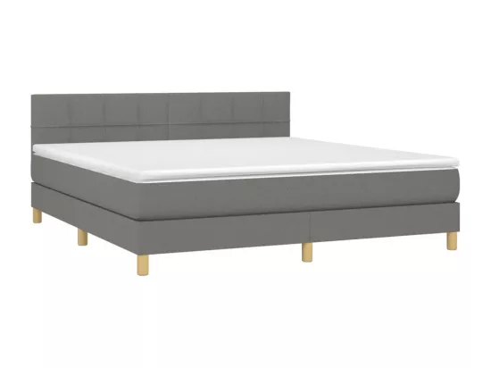 Sommier tapissier et matelas et LED Gris foncé 160x200 cm Tissu