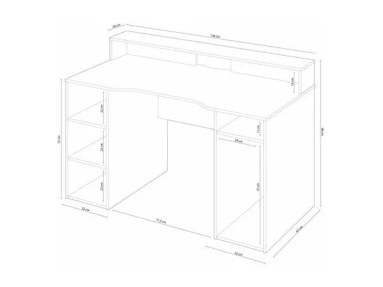 Table de bureau gamer OZONE - Noir - 136 x 67 x 88 cm - Avec étagere supérieure pour écran