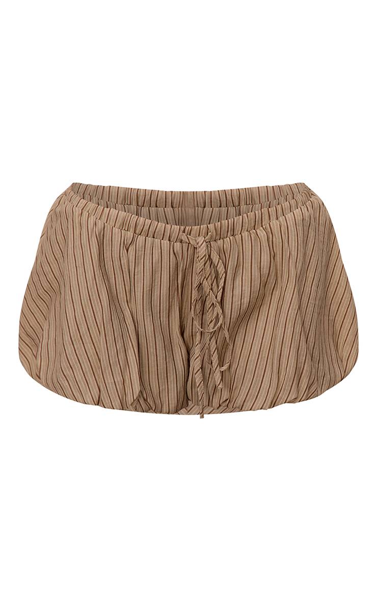 Marron Short Bouffant À Rayures Avec Cordon De Serrage