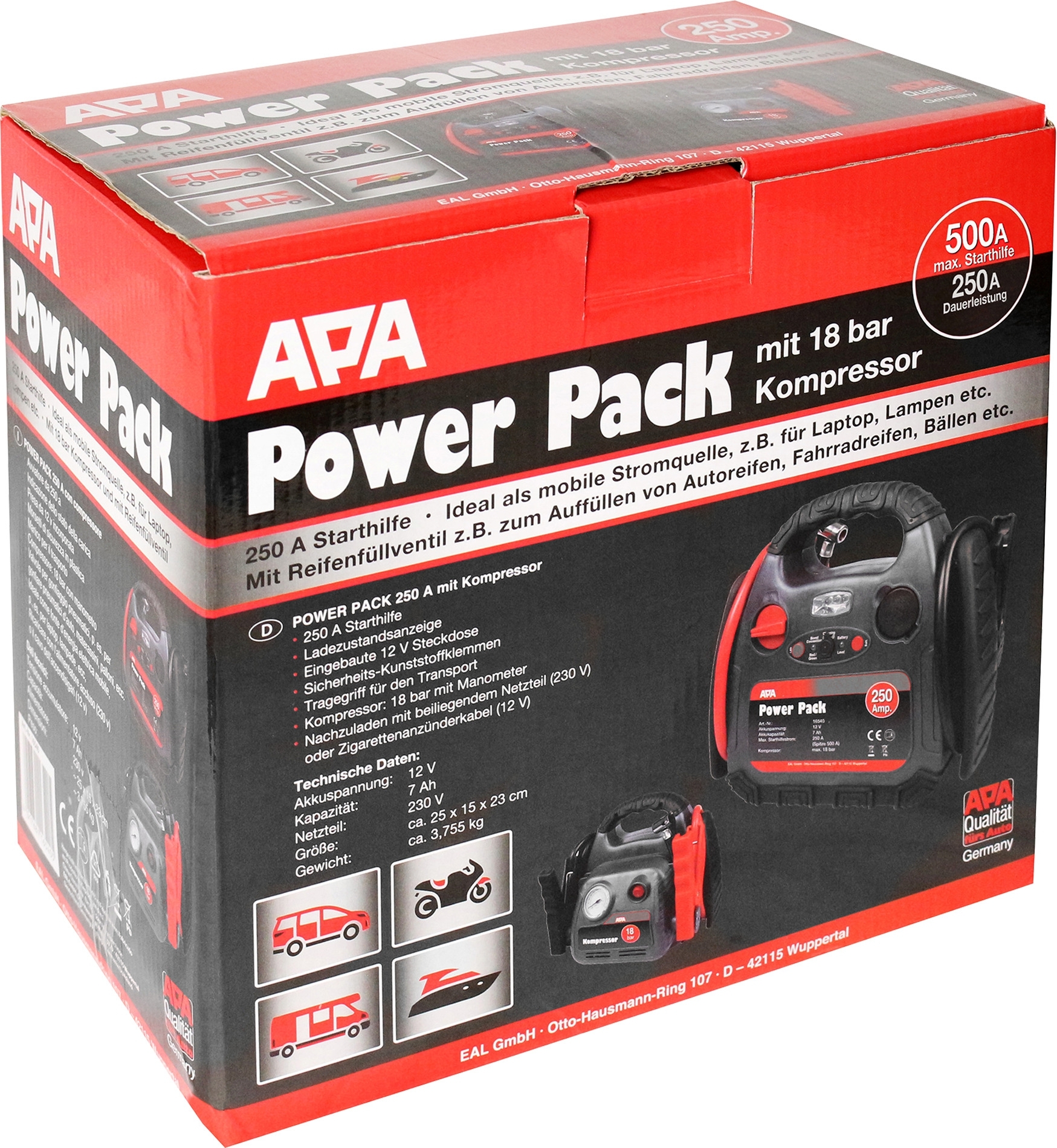 Apa Powerpack mit Kompressor 12 V
