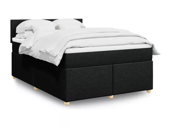 Sommier à lattes de lit avec matelas Noir 160x200 cm Tissu