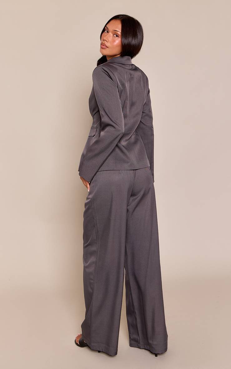 Gris Pantalon Large Tailleur En Tissu Tissé