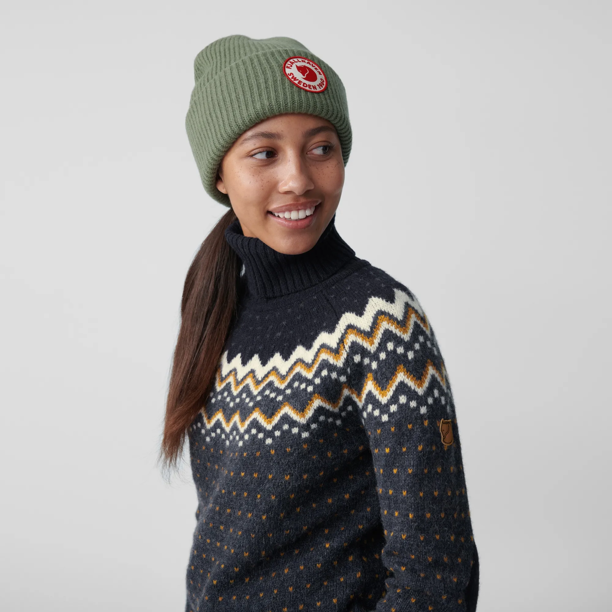 Fjällräven Övik Knit Roller Neck W Deep Patina-Misty Green