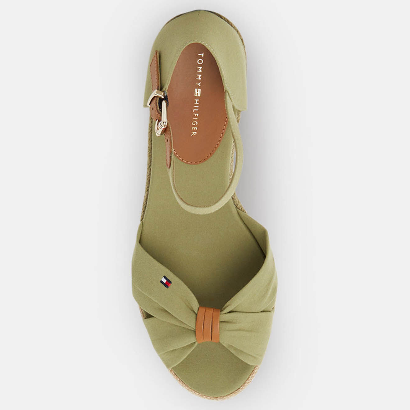 Tommy Hilfiger Sandales compensées Basic Opened Toe kaki - Talon 6.5 cm