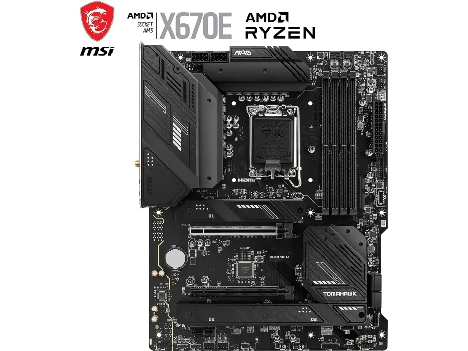 [OUTLET] - MSI MAG X670E TOMAHAWK WIFI - Bundkort - ATX - Socket AM5 - AMD X670 Chipset - USB 3.2 Gen 1, USB 3.2 Gen 2, USB-C Gen 2x2, USB-C 3.2 Gen2 - 2.5 Gigabit LAN, Wi-Fi 6, Bluetooth - onboard grafik (CPU påkrævet) - HD Audio (8-kanaler)