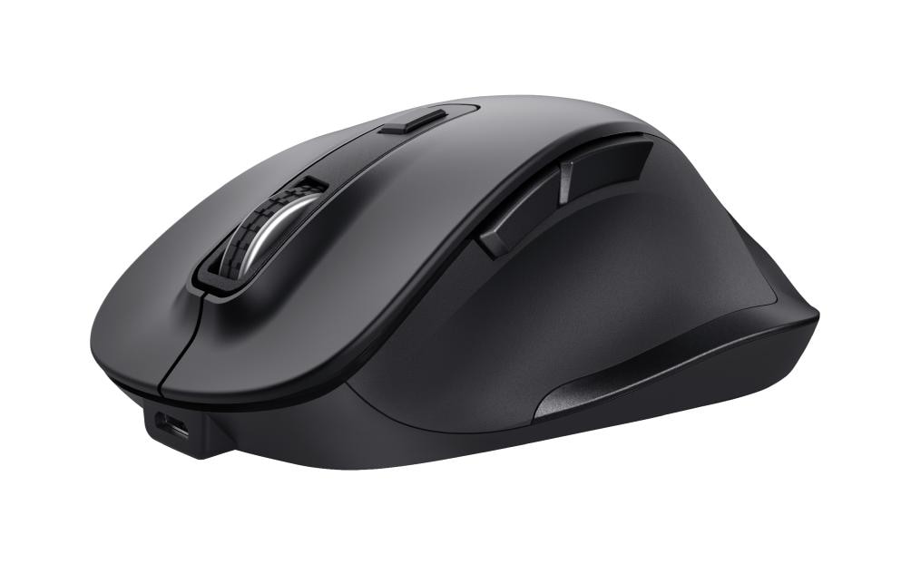 Ergonomische Maus Fyda Rechargeable SchwarzWiederaufladbare Funkmaus mit geschwungenem Design