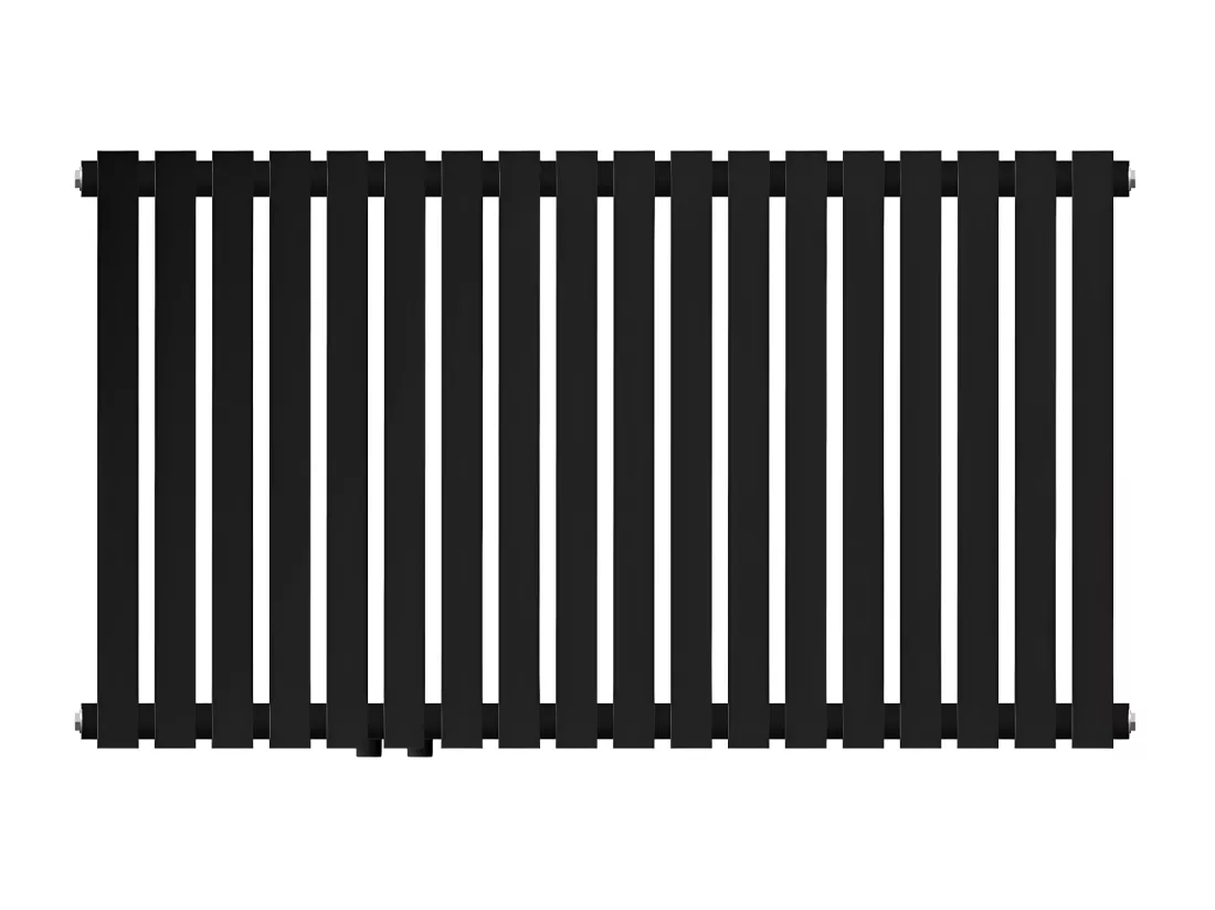 Radiateur de salle de bain horizontal noir mat acier connexion au bas 105x60 cm