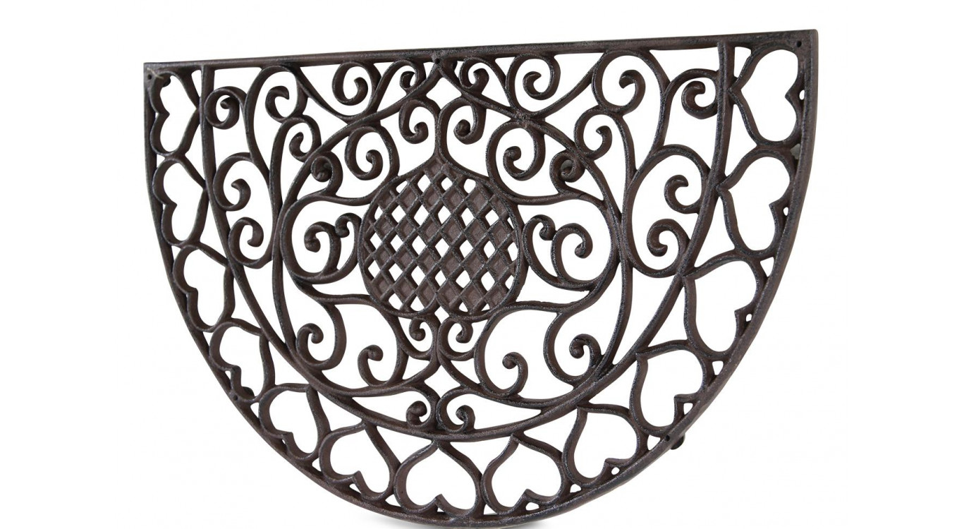 Paillasson demi-lune fonte marron 59x36,5x2cm