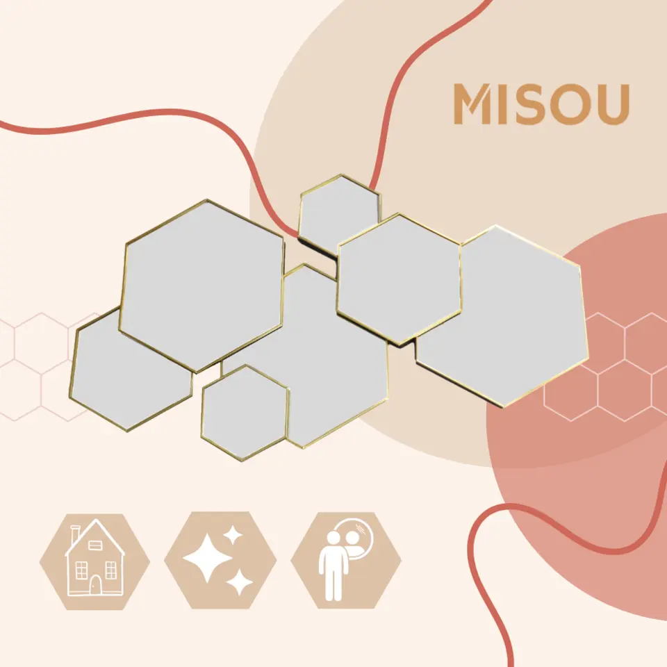 MISOU Spiegel Hexagon Goud 61,5x38cm Spiegels Wandspiegel