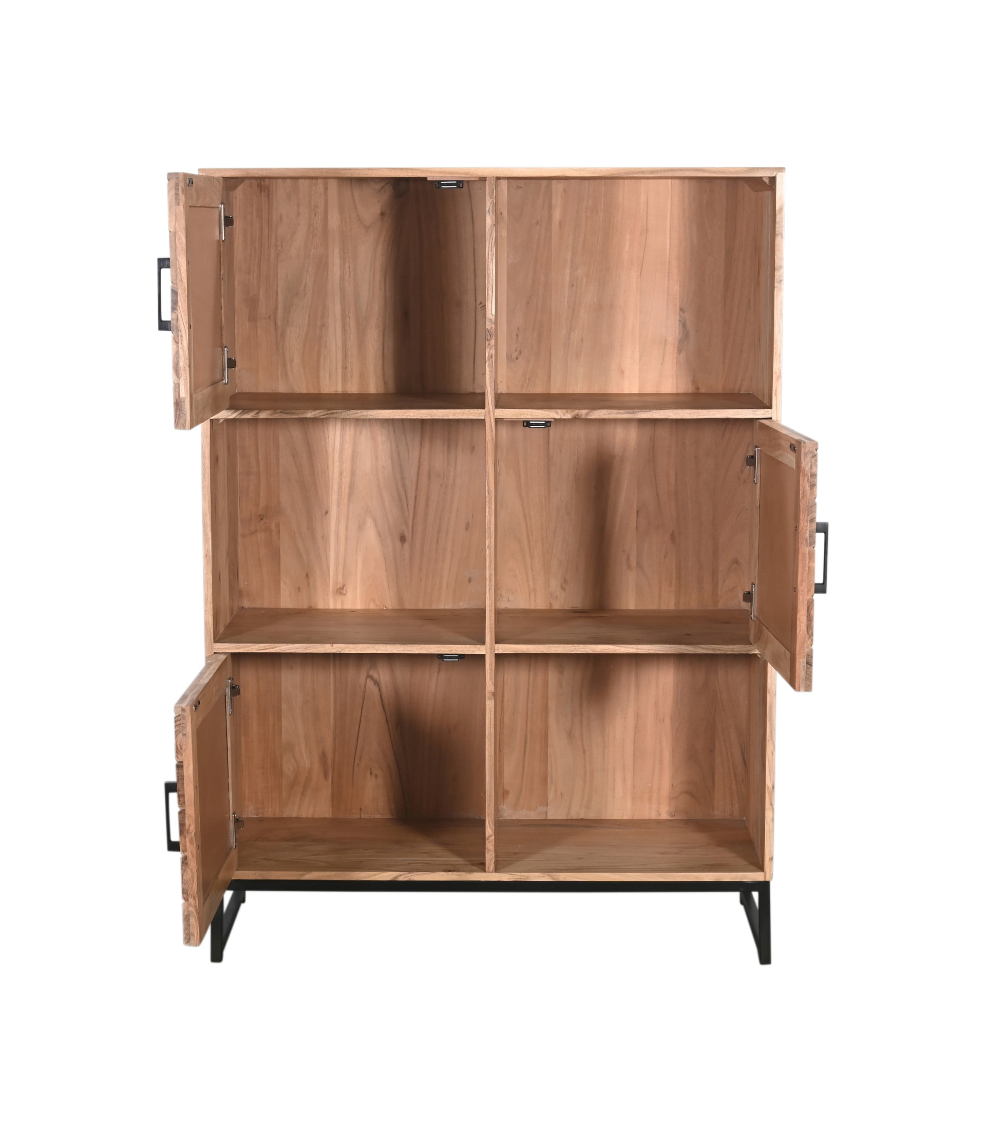 Highboard LUANDA 100 x 140 cm Massivholz Akazie natur/schwarz