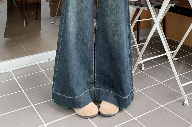 Joyciful - High Waist Washed Wide Leg Jeans