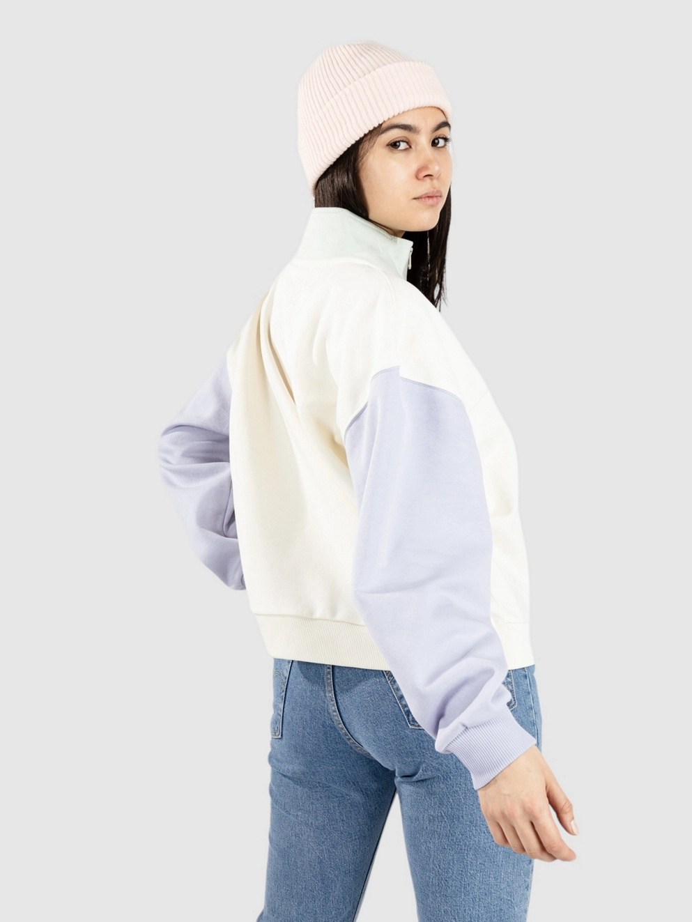 Vans Colorblock Half Zip Mock Zip Hoodie marshmallow/cosmic sky