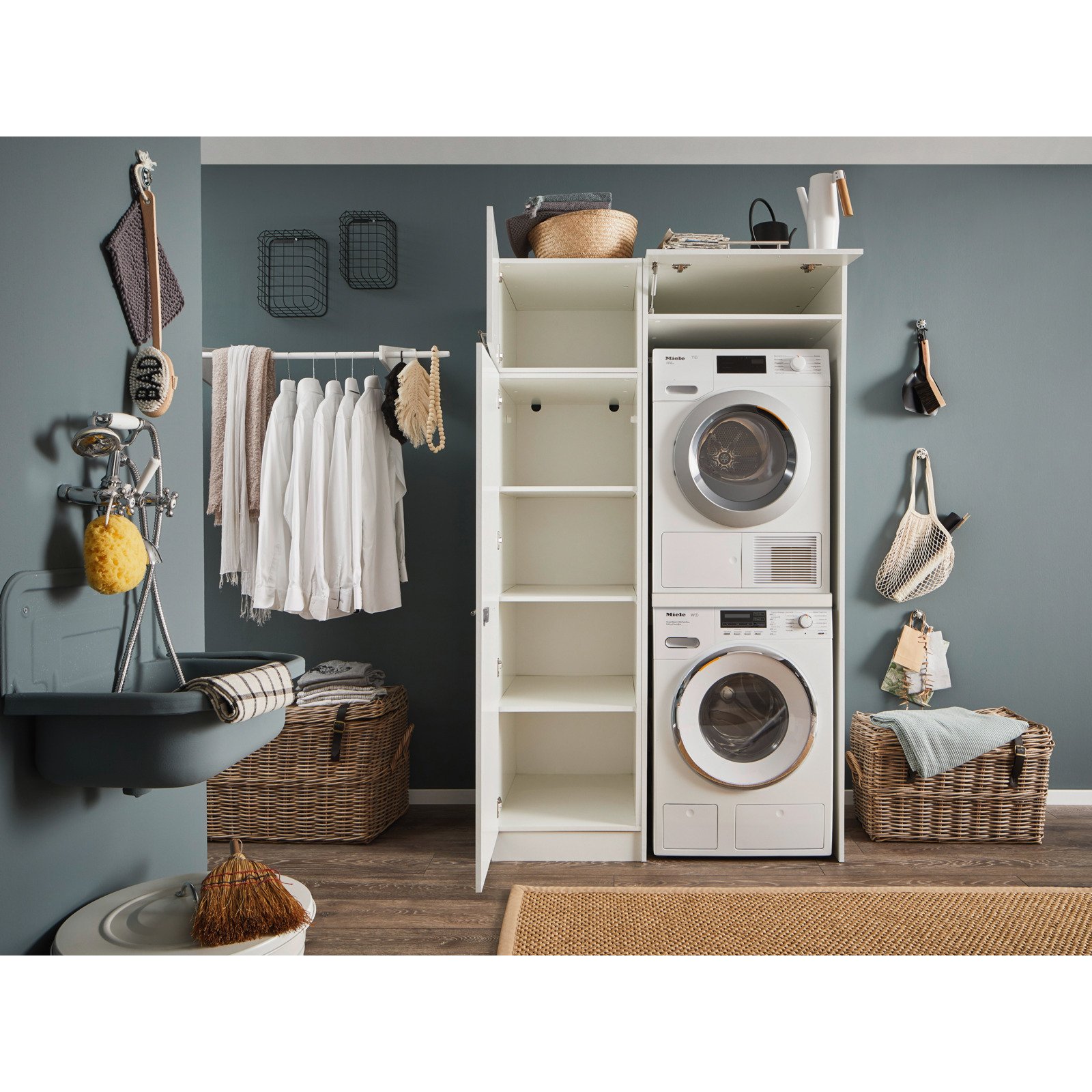 Waschmaschinenschrank Laundreezy melamin weiss matt 67,5 x 200 x 67,5 cm