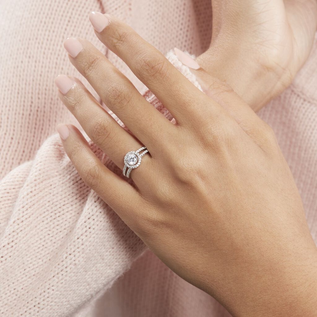 Bague Solitaire Titemae Argent Blanc Oxyde De Zirconium