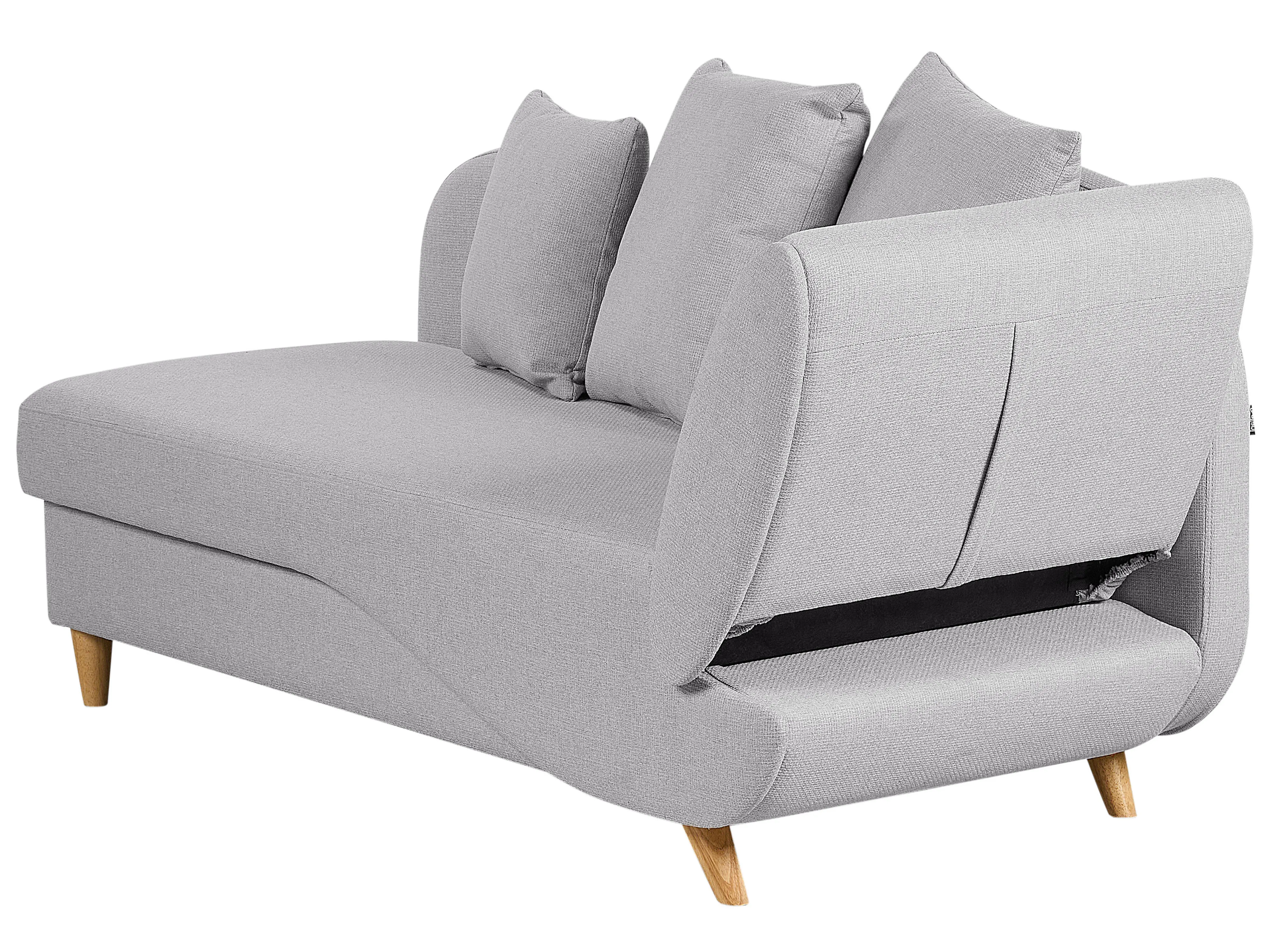 Rechtszijdige chaise longue MERI Kunstlinnen Lichtgrijs met opbergruimte