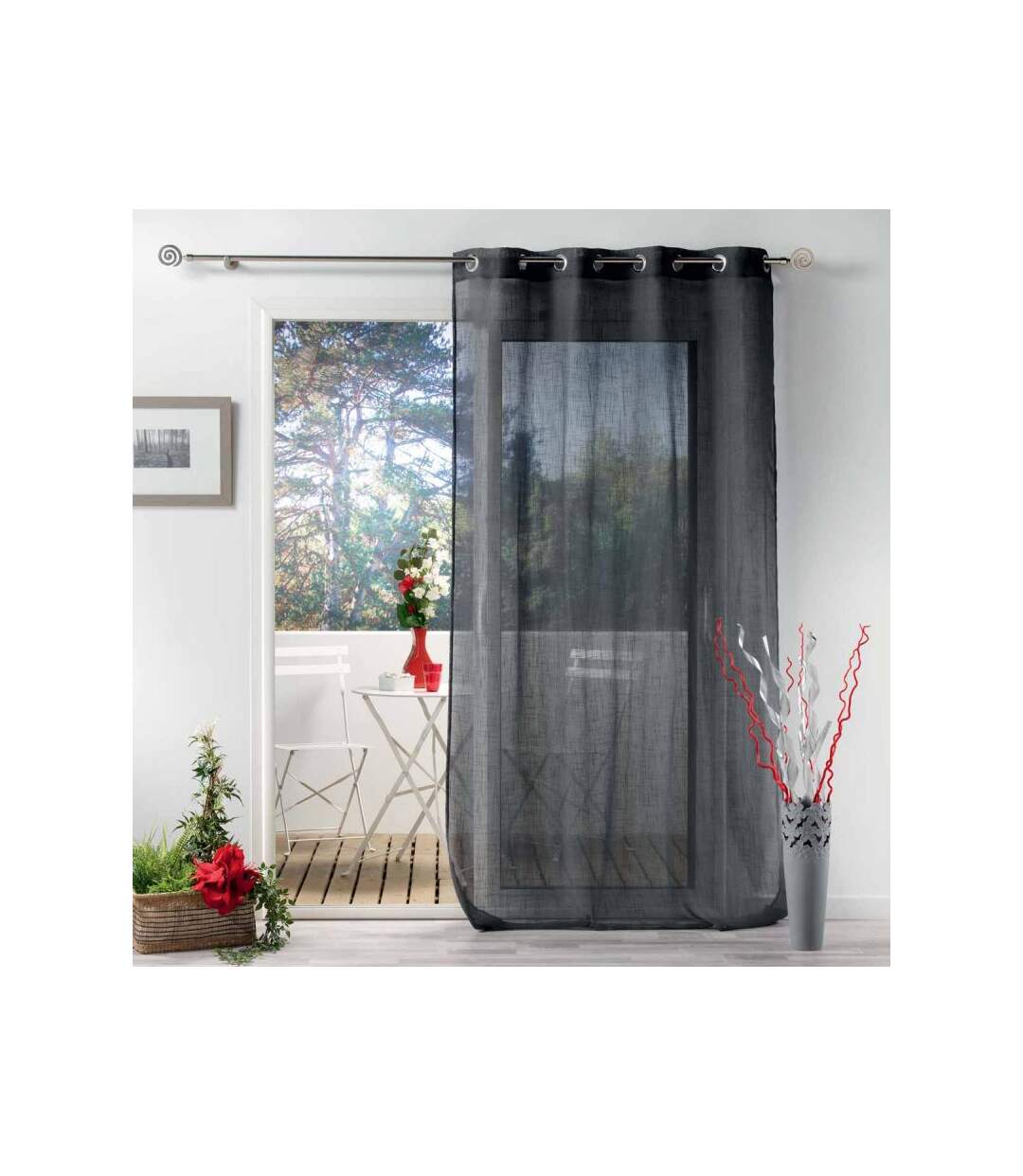 Rideau Voilage à Œillets Zazy 140x280cm Anthracite