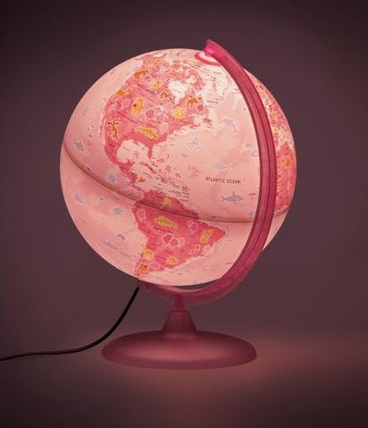 Globe - Imaginary - Wereldbol - Roze - 30 cm - Met Verlichting