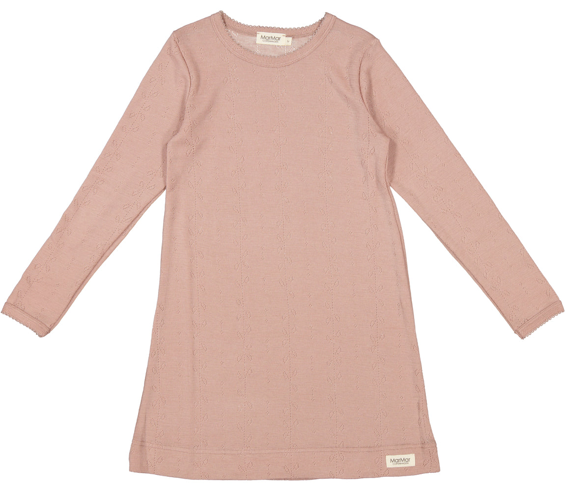 Night Dress, Uld Pointelle Nattøj - Burnt Rose