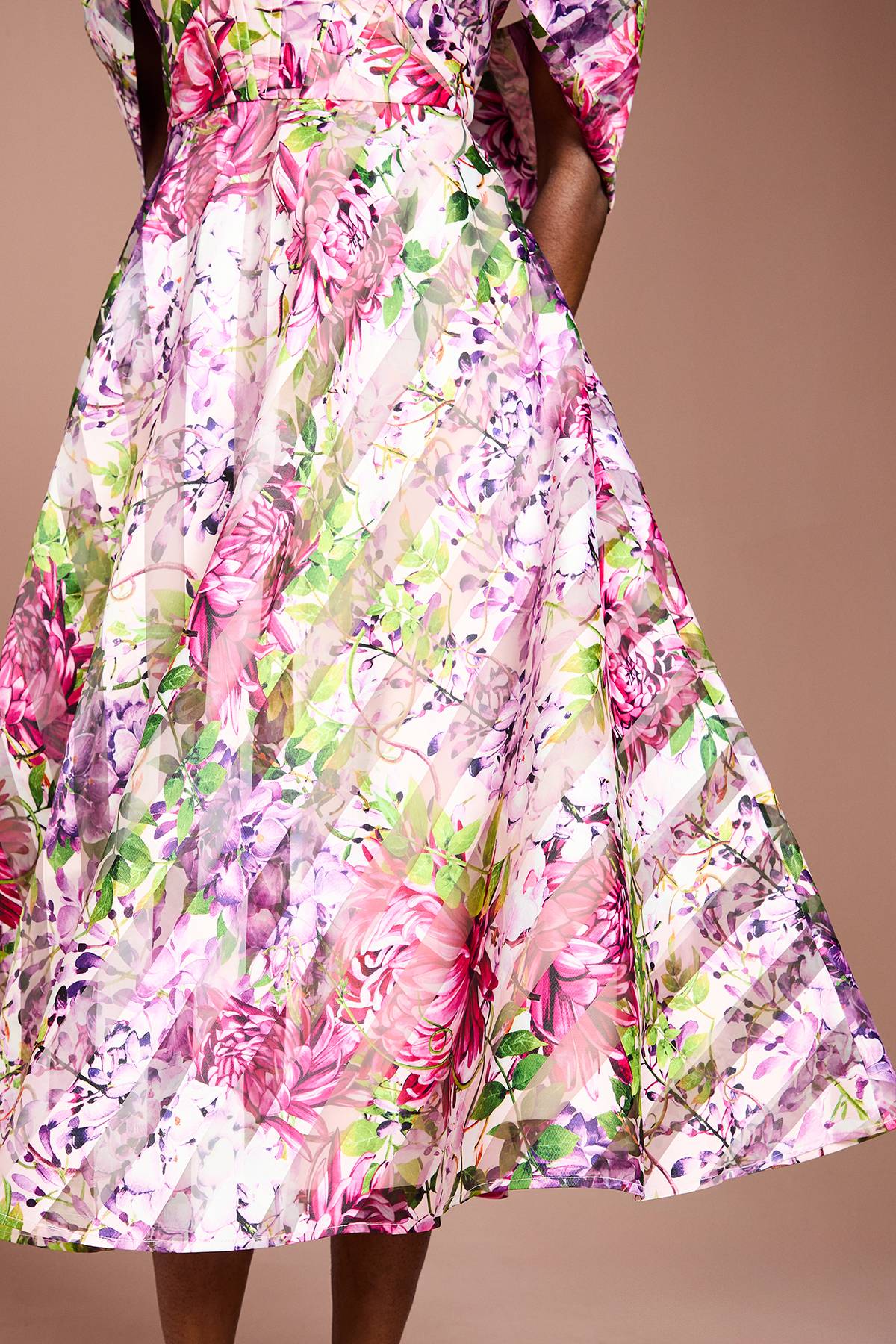 Coast Robe Midi Bardot en Organza Imprimé Lisa Tan