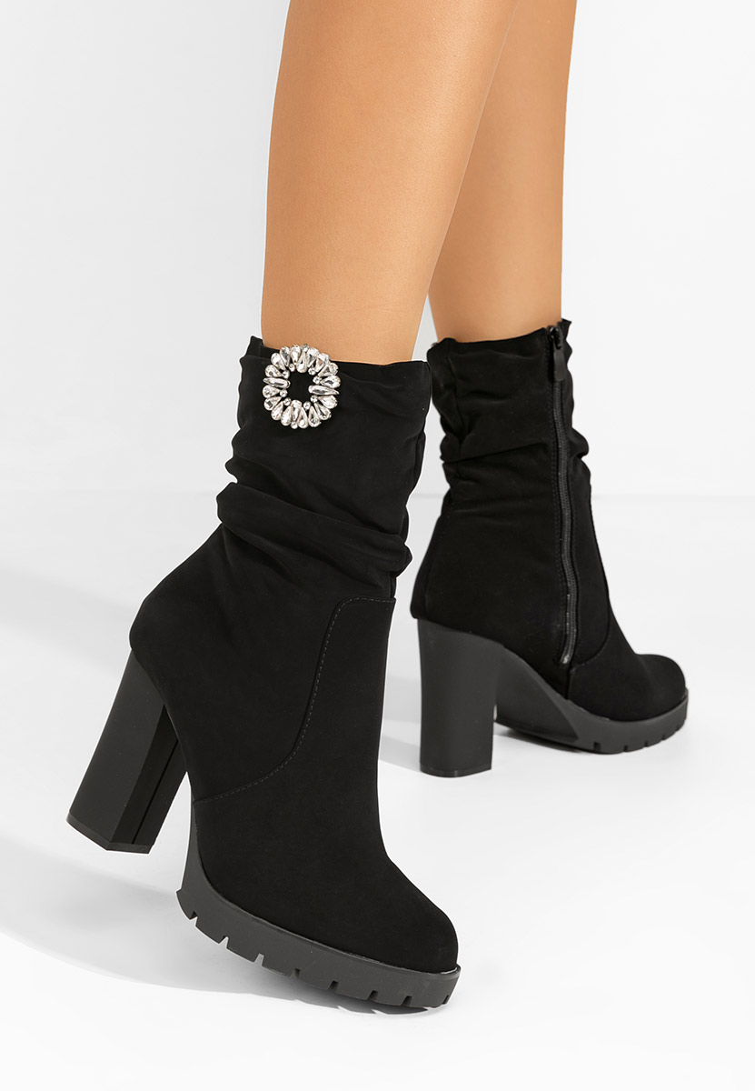 Bottines à gros talon noires Shenita