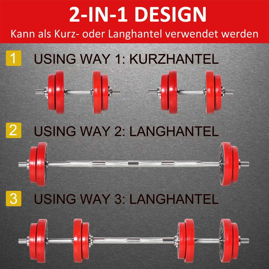 HOMCOM Kurzhantel-Set verstellbar rot, schwarz