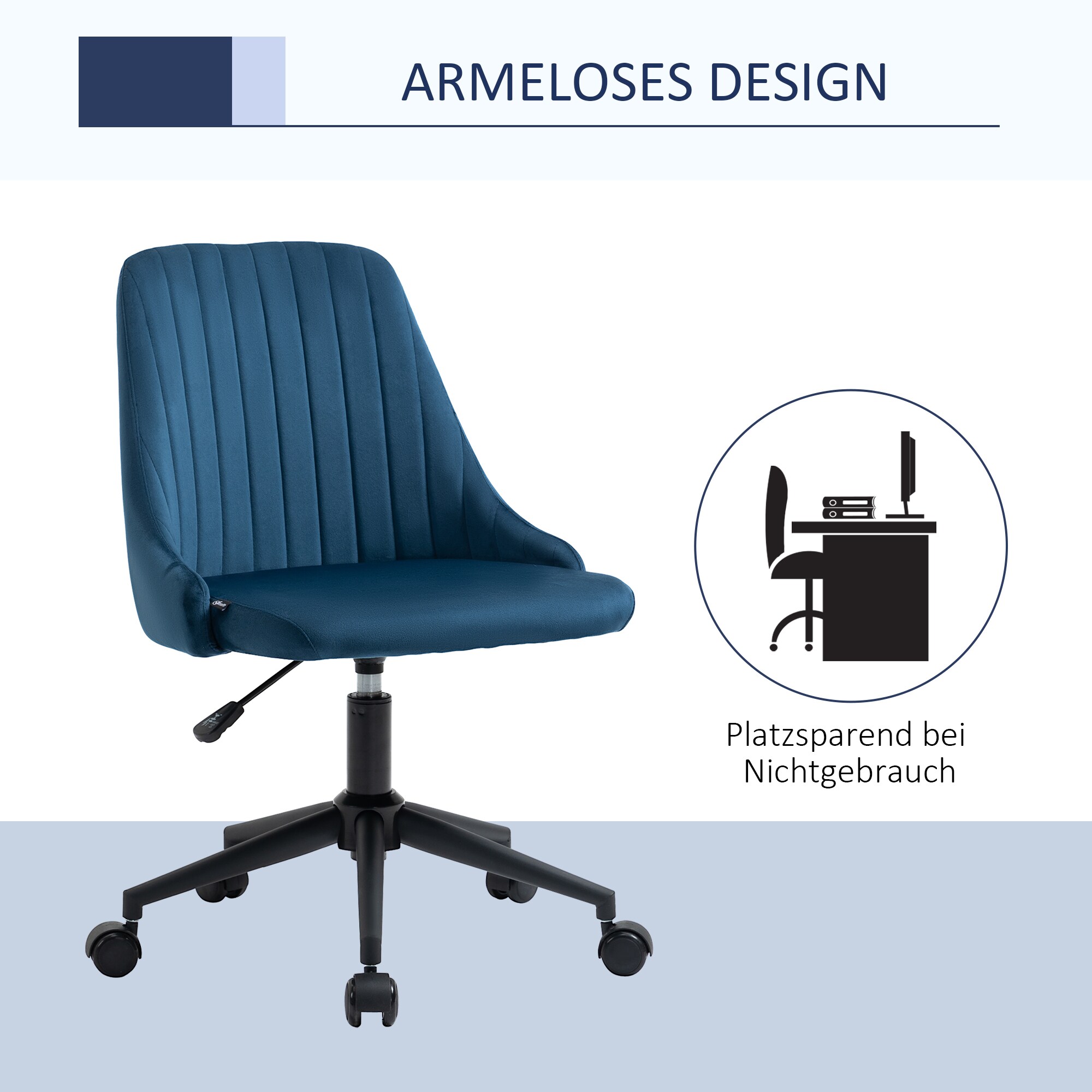 Vinsetto Bürostuhl ergonomisch geformt, high-end gaslift Blau 50 x 58 x 77-85 cm (BxTxH)