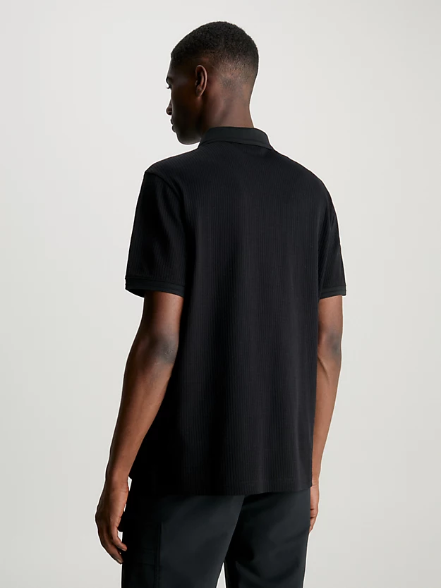 Camisa polo de algodão com padrão favo de mel