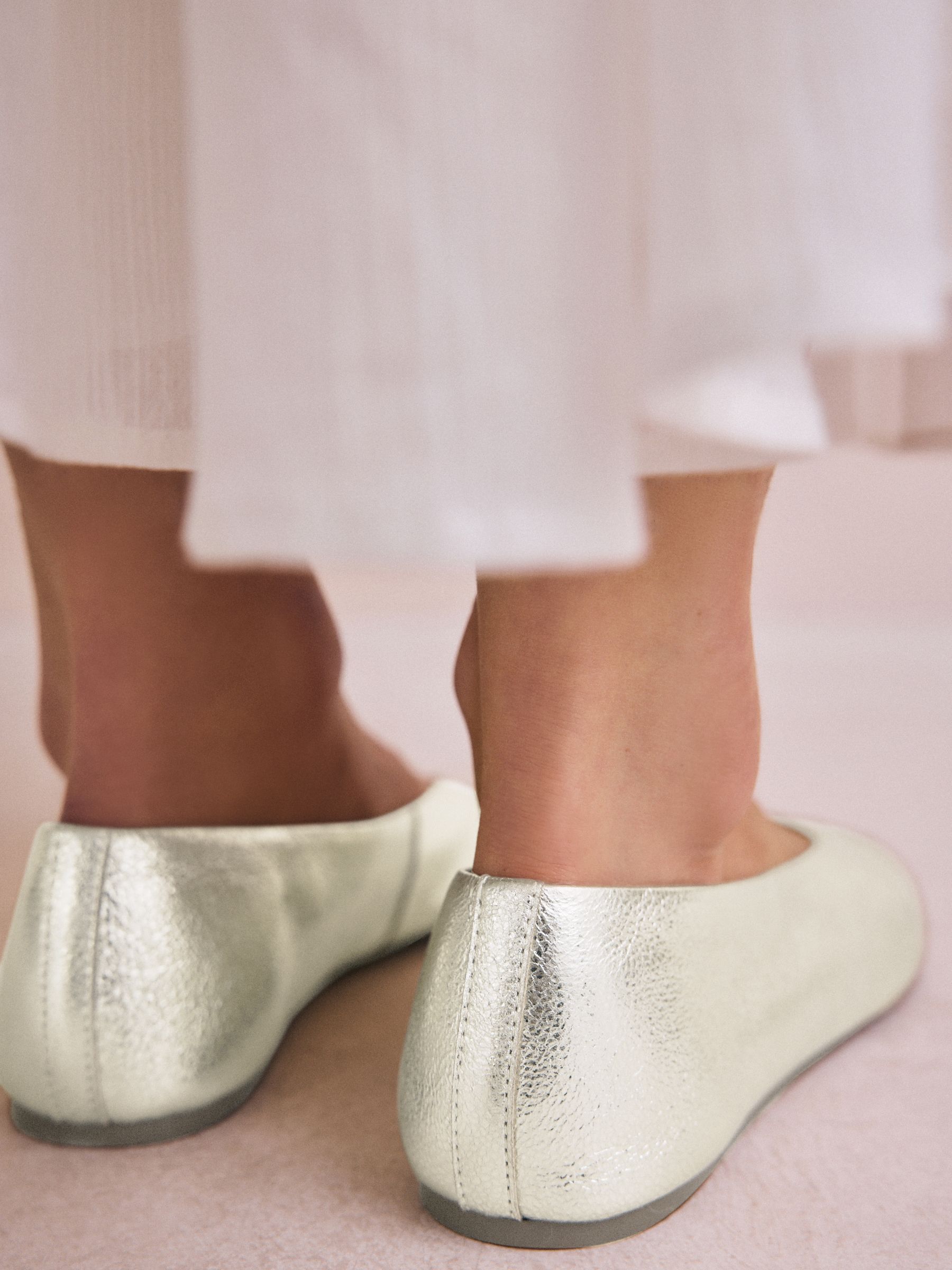 Goud - Leren ballerina met ronde neus