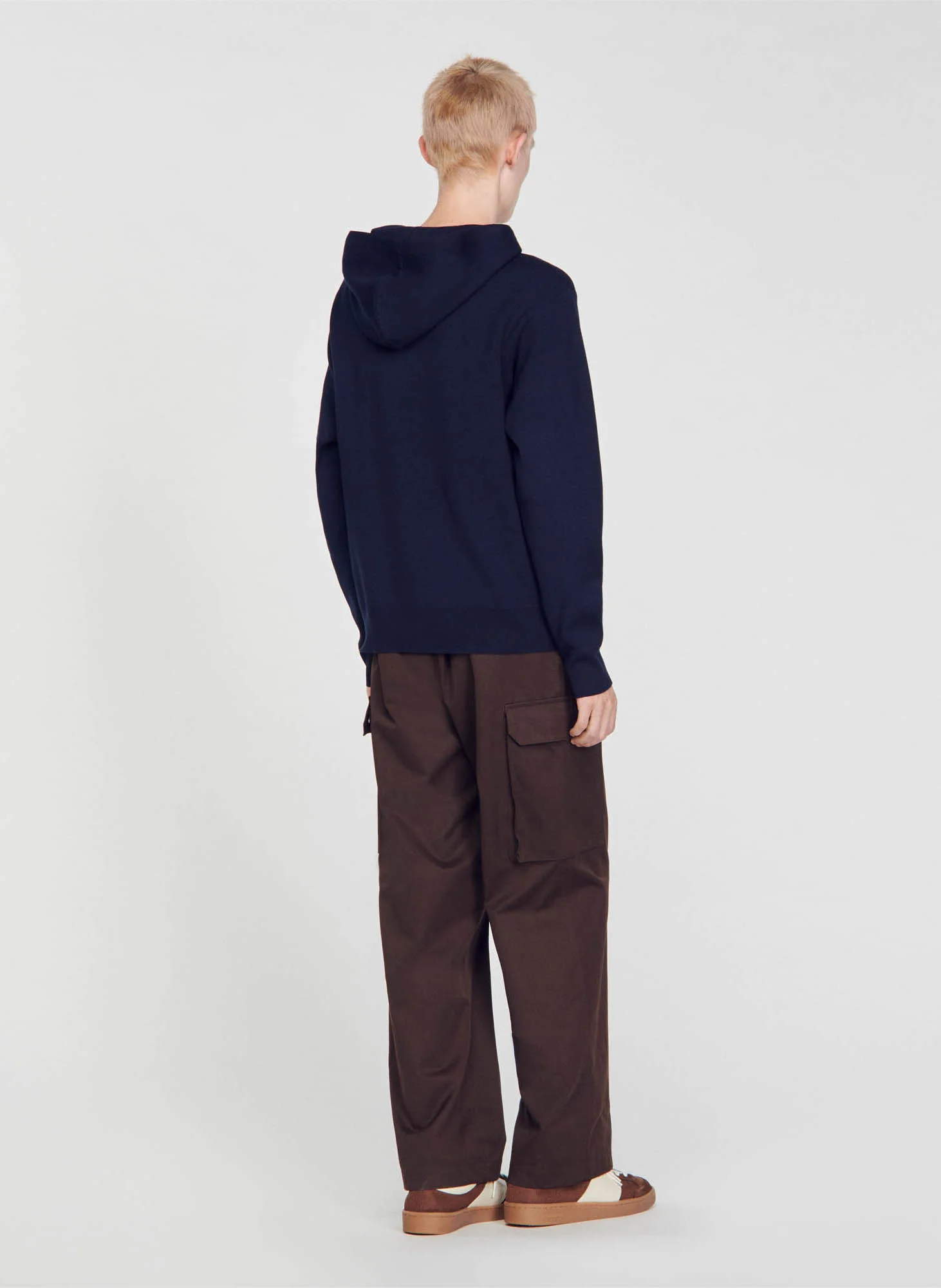 Sweat à capuche droit en maille | Bleu