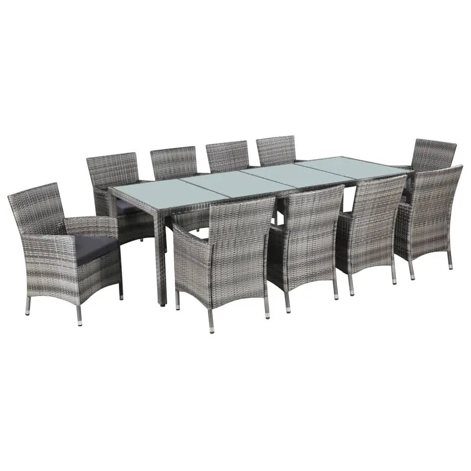 vidaXL - Eethoek Voor Buiten - Grijs - Poly rattan - 250 cm tafellengte